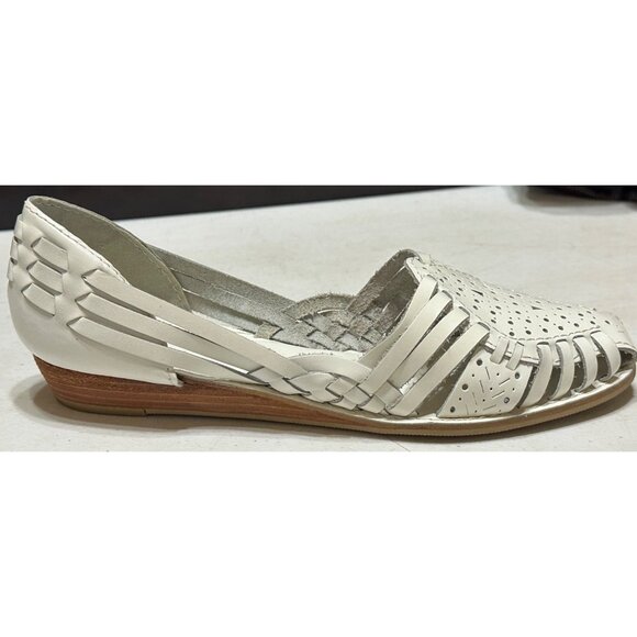 VINTAGE Nine West Low Heel White Slip-on Leather Sandals Women's Size 6M (READ) - Picture 6 of 16